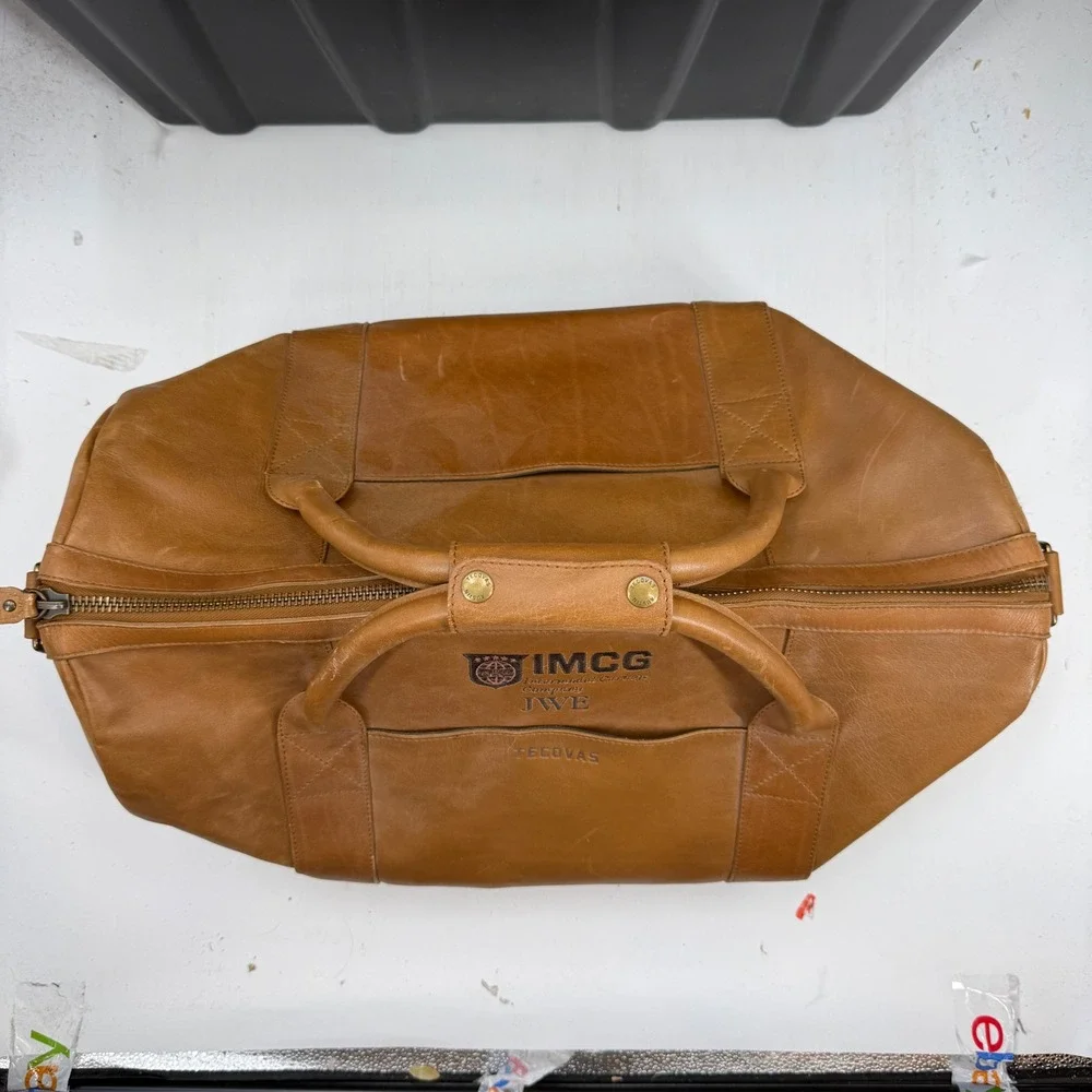 NEW Tecovas Duffle Bag Tan Brown Leather Weekend Travel Large Zip Snap